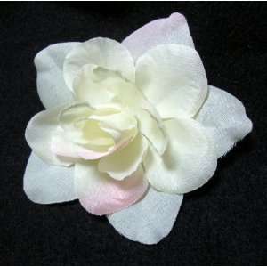  White and Blush Gardenia Flower Hair Clip Beauty
