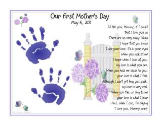  to Mommy & Handprints Butterfly Kisses Print 1st Mothers Day  