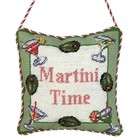   6x6 inch Martini Time Petit Point Door Knob Hanger   100 Percent Wool