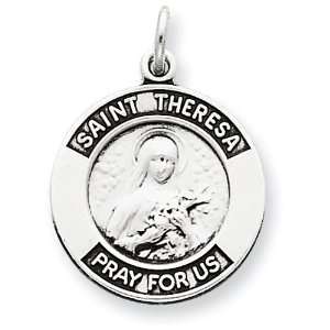  Sterling Silver Oxidized Saint Theresa Medal Jewelry