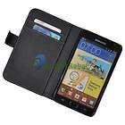 BLACK LEATHER HARD CASE COVER WALLET For AT&T Samsung Galaxy Note LTE 