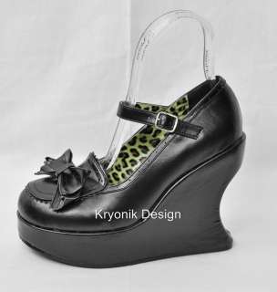   Bravo 09 goth gothic lolita platform wedge black mary jane shoes bow 6