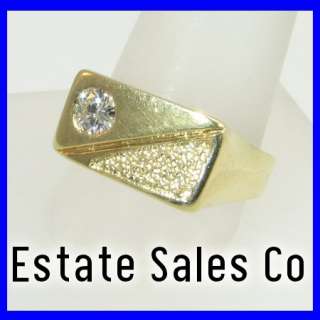 Mens 14k Yellow Gold Round Diamond Pinky Fashion Ring .50 Carats
