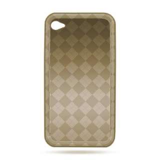 iPhone 4 4G 4s Smoke TPU Gummy Case w/ Checker Design  