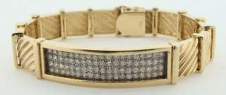 Mens 14K Yellow Gold 1.75 Carat Diamond Bracelet  