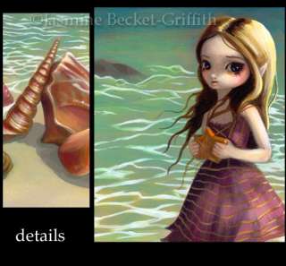 By the Seaside sea shell mermaid fairy art BIG PRINT  