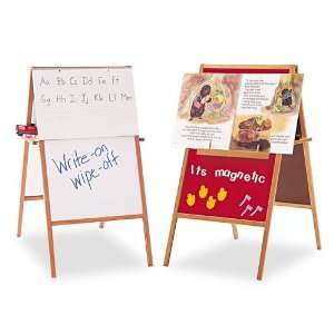  Magnetic Flannel/Dry Erase Easel, 24 x 47, Red/White 