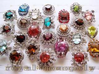 Wholesale lots of 20pieces CZ Rhinestone Silver rings  