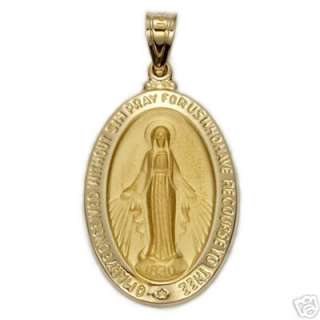 Large14K Solid Gold Catholic Virgin Miraculous Medal St  
