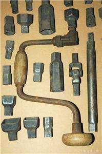 Antique Vintage Frank Mossberg Socket Wrench Tool Lot Pressed Steel 