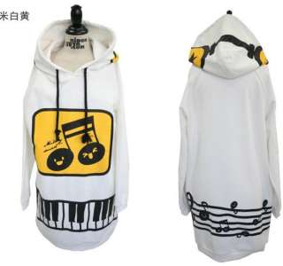 Women Cute Music Piano Hoodie Pullover Sweat Shirt Outerwear Long Tops 