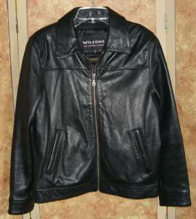 WILSONS Black Leather Jacket Ladies sz S thinsulate zip out lining 