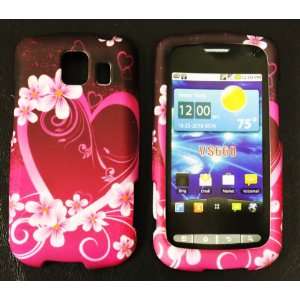 Pink with Purple Love Heart Rubberized Texture LG Vortex Vs660 Snap on 