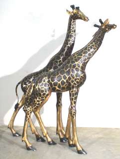 Pair Small Cast Bronze Indoor Outdoor Giraffe Statues  