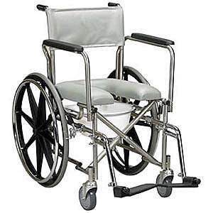 Shower Wheelchair Commode Stainless Steel Rehab Open Seat  