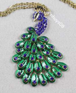 Free Ship FULL CRYSTAL PEACOCK BETSEY JOHNSON NECKLACE  