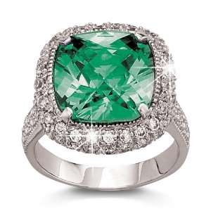 Carat Simulated Emerald Cushion Cut Ring
