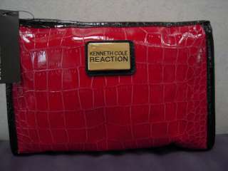 NWT Kenneth Cole Red Alligator Design Cosmetic Bag  