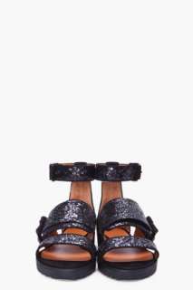 Givenchy Black Glitter Virginia Sandals for women  