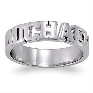    SCULPTED STERLING Platinum Plated Sterling Bold Name Band Jewelry