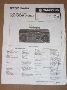 Sanyo Service Manual~C4 Boombox Portable Radio Boom Box  