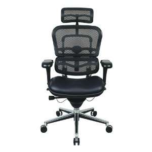   Ergohuman Mesh Chair w/Leather Seat and Headrest