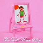 Pretend Pink Kid Doll Art Easel Chalk Board Fisher Price Loving Family 