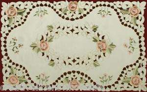 Embroidered Rose Cutwork Floral Placemat 11x17 oblong  