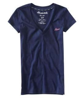 Aeropostale womens embroidered short sleeve v neck t shirt   Style 