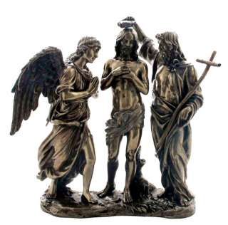 BAPTISM OF CHRIST Jesus St John Angel Statue Broze 11  