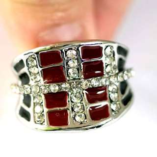   Wedding Red Sag Diamante Gemstone White GP Ring Jewelry Fashion  