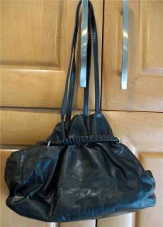 MIU MIU Prada Black Slouch Leather Double Handle Sequin Small Handbag 