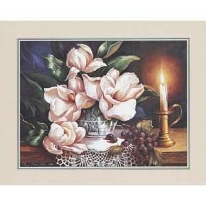 Magnolias And Candle Poster Print 