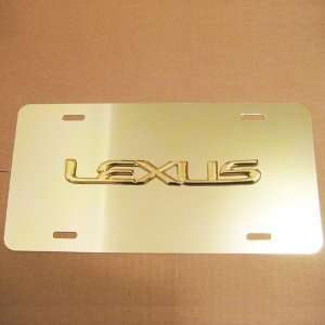 Lexus Gold Lettering Logo Aluminum Gold Mirrored Front 