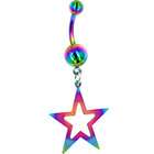   belly ring grade 23 titanium rainbow double gem curved belly ring