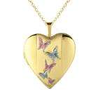  Sterling Silver and 14k Gold Heart shaped Butterfly 