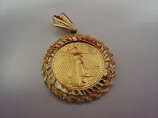 1995 American Gold Eagle $5 Dollar 1/10 oz Fine Gold Coin Pendant 
