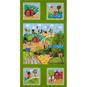  44 Wide Good Seasons Spring Panel Green/Multi Fabric By 