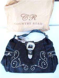 Country Road Rhinestone Embellished Bedazzeled Hobo Handbag Purse 