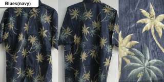 New Mens Hawaiian Shirts Palm Tropical leaf Print Button resortwear XL 