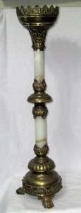 ANTIQUE ORNATE BRASS & MARBLE 25 CHURCH ALTAR CANDLE HOLDERS  