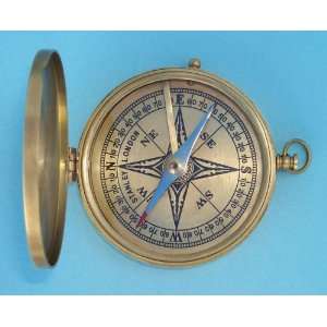 Antique Large Brass Pocket Compass 
