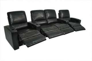 Adonis Home Theater Seating 4 Leather Manual Seats Black Chairs  