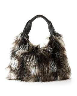 ILLUSION by Sherry Cassin Faux Fur Hobo, Silver  