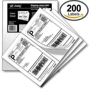 JC Labels 200 Half Sheet Shipping Labels for Laser/InkJet for  