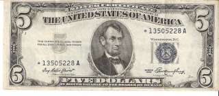 Series 1953 $5 Star note Blue Seal Silver Certificate  