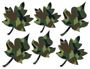 one purchase receives four sticker sheets with camo leaves as shown 