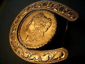 Sterling Silver Belt Buckle Western/ Cowgirl  Horseshoe and 1889 