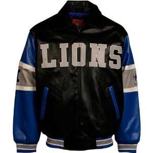    Detroit Lions Black Varsity Pleather Jacket