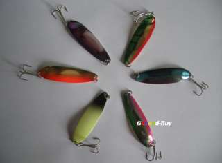 6PCS Fishing Lure colorful Spoons Spoon Bass baits 12g  